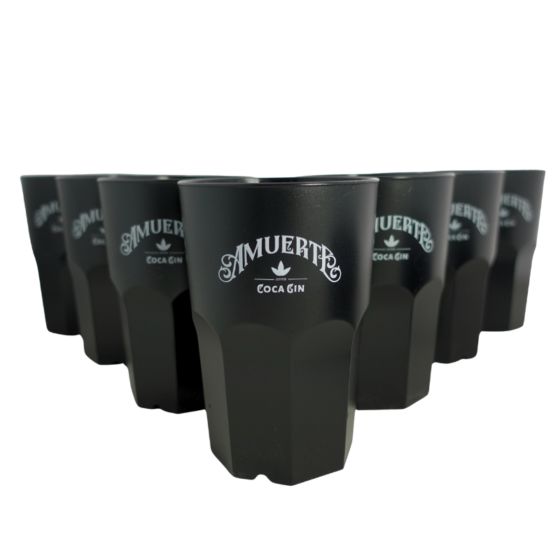 7x BLACK LONG DRINK PLASTIC CUP